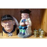 Large Royal Doulton character jug, yachtsman, and a Toby jug etc