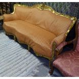 A large Continental carved giltwood and upholstered salon settee, L200cm