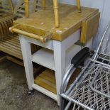 A beech and painted pine kitchen island