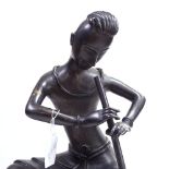 Art Deco style bronze figure of a flautist, height 11.5"
