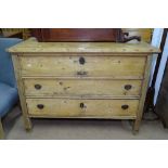 An Antique Continental pine mule chest, W121cm, H86cm