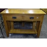 A modern oak console table with 2 frieze drawers, W100cm