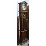 A reproduction mahogany 8-day Grandmother clock, H180cm