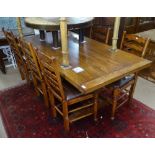 A good quality reproduction oak plank-top refectory table, on turned legs, L178cm, D91cm, H75cm,