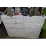 A painted pine 5-drawer chest