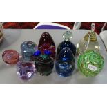 3 Caithness Glass pebble paperweights, 2 Wedgwood paperweights etc