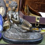 A bronze figure of Madame Leon Bertaux on marble plinth, with Studio stamp, height 10.25"