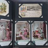 2 albums containing over 580 Vintage postcards