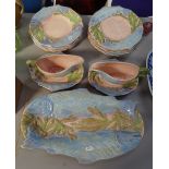 Melba Ware fish service, with moulded and painted decoration