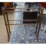 An Edwardian ring-turned mahogany towel rail, L75cm