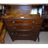 A small Georgian mahogany chest of 4 short drawers, on bracket feet, W65cm