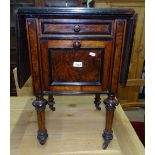A Victorian mahogany drop leaf sewing table, with single frieze drawer and panelled fall-front,