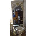 A large Continental painted pier-glass mirror, with applied decoration, H220cm, W82cm