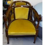 A pair of Edwardian stained beech bow-arm tub chairs