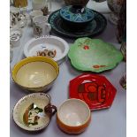 Royal commemorative items, Art pottery bowl and plate, Poole Delphis small dish etc