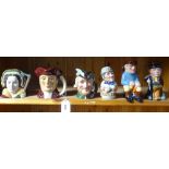 6 various character jugs, including Royal Doulton and Tony Wood
