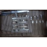 A suite of Sheffield plated cutlery by A E Poston & Company Ltd, including carving set, for 6 people