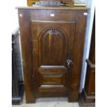 An Antique oak cupboard, with single fielded panelled door, W80cm, H132cm