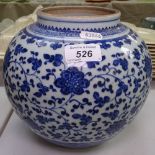 A Chinese blue and white jar with floral decoration, height 7.75"