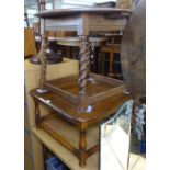 1920s oak barley twist circular pub table, and an Ercol square coffee table