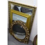 3 modern gilt-framed wall mirrors