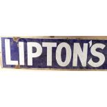 Antique enamel advertising sign for Lipton's Tea, length 6'