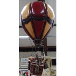 Decorative painted wood hanging hot air balloon, height 23" approx