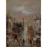 Sarrie, a pair of oil on canvases, Continental village scenes, gilt-framed