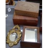 2 hardwood boxes, an oak-framed mirror, and a Florentine style giltwood mirror, height 11.5"