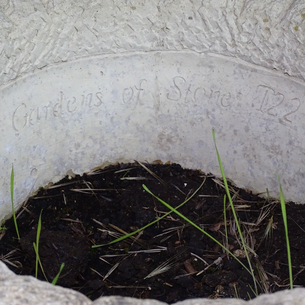 A 2-section Sanford stoneware planter, and a gardens of stone acanthus leaf embossed planter (2) - Image 2 of 2