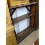 A Victorian stained pine open bookcase, W109cm