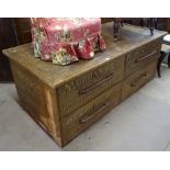 A large Vintage shop haberdashery cabinet of centre standing form, with 4 fitted drawers and all