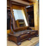 A Regency mahogany box swing toilet mirror, with 2 ogee frieze drawers, on carved feet, W49cm