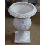 A white painted plaster planter of waisted form, H52cm