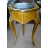 A Continental walnut marble-top jardiniere stand, shaped frieze, raised on cabriole legs, with