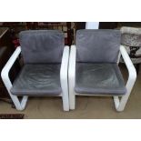 A pair of 1970s Rosenthal, Germany, hombre leather upholstered armchairs, designed by Burkhardt