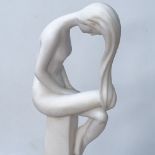 A study of a nude girl seated on a plinth, height 21"