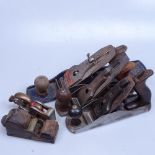 5 Antique carpenter's woodworking planes, including Record number 5 and V&B 904