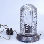 Vintage chrome-mounted cut-glass desk lamp, height 8.5"