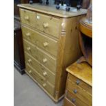 A modern pine chest of 2 short and 5 long drawers, on bun feet, W87cm