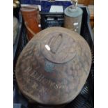 A Gieves hat tin, property of H D Howse, RN, with provenance, flask, belt etc
