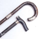 2 silver-mounted walking sticks