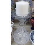 A large candle stand and a cut-crystal bowl, height 6.25"