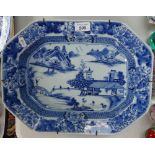 Antique Chinese Willow pattern dish, 15"