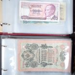 An album of world collector's coins, 2 albums of bank notes etc