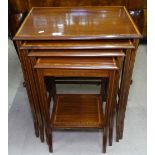 An Edwardian quartetto of mahogany and satinwood-banded rectangular occasional tables, largest W55cm