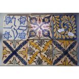 A quantity of Vintage hand painted tiles, 4" square, possibly Middle Eastern