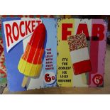 2 tin signs advertising icecreams