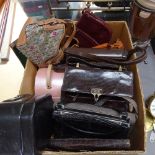 A Mappin & Webb Vintage leather handbag, and various other bags, and jewel box