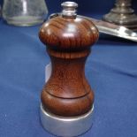 A modern oak and silver-mounted pepper grinder, London 1988